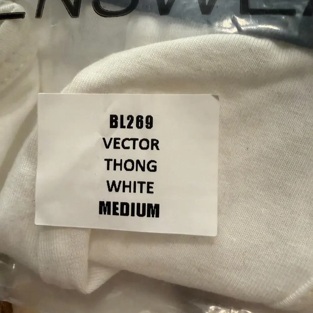 NEW Blanc Menswear Cotton BL269 Vector Thong Color White Size Medium